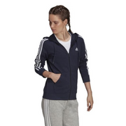 Adidas Essentials Single Jersey 3-Stripes Full-Zip Hoodie Adults Female Hoodies Navy